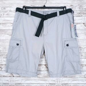 Wearfirst Mens Legacy Cargo Shorts 40 Waist Silver Sand Belt 640